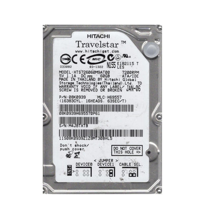 08K0939 IBM 60GB 7200RPM ATA 100 2.5 8MB Cache Travelstar Hard Drive