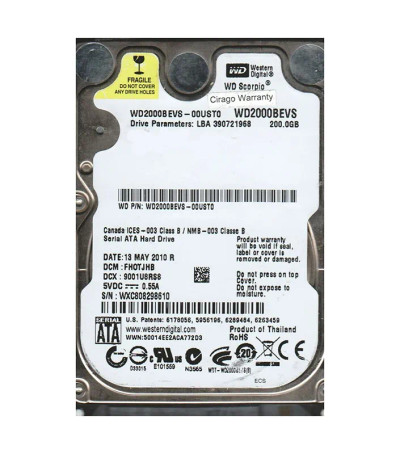 WD2000BEVS-00UST0 - Western Digital 200GB 5400RPM SATA 8MB 2.5" HDD