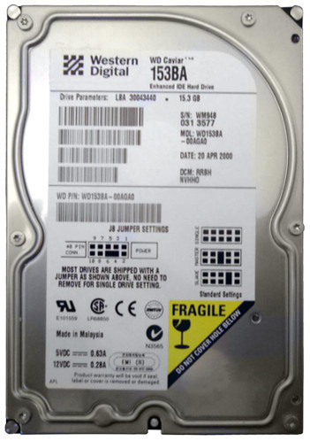WD153BA - WESTERN DIGITAL 15.3GB 7200RPM EIDE 3.5" HDD