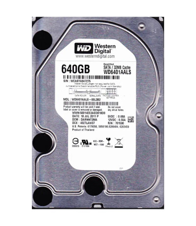 WD6401AALS-00L3B2 - WESTERN DIGITAL 640GB 7200RPM SATA 3Gb/s HDD