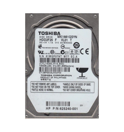 625240-001 - HP 160GB SATA 7200RPM 2.5" 16MB HDD