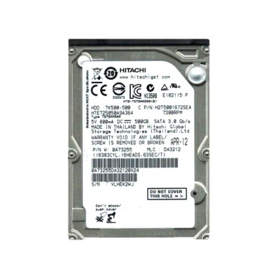HTE725050A9A364 - Hitachi 500GB 7200RPM SATA 3Gb/s 2.5" HDD