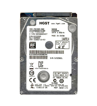 HCC545050A7E380 - HGST 500GB 5400RPM SATA 8MB 2.5" HDD