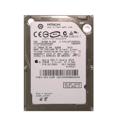 HTS545032B9A302 - Hitachi 320GB 5400RPM SATA 8MB 2.5" HDD