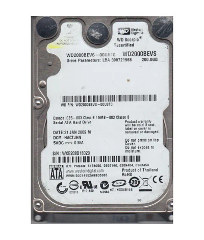 Western Digital Scorpio 200GB 5400RPM SATA 1.5Gb/s 8MB Cache HDD for Laptops
