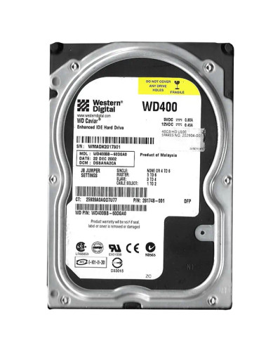 WD400BB-60DGA0 - Western Digital 40GB 7200RPM EIDE 2MB 3.5" HDD