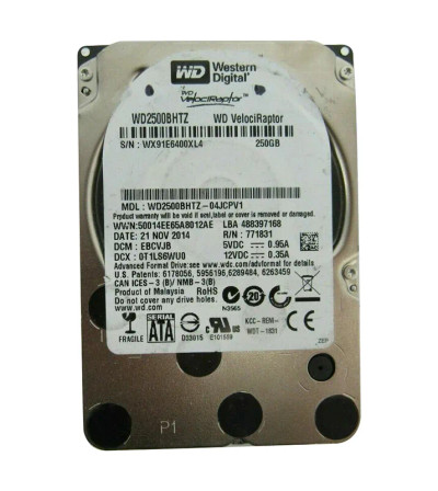 Western Digital VelociRaptor 250GB 10000RPM SATA 6Gb/s 2.5-Inch Hard Drive for RoHS Compliance