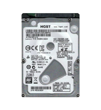 HTS545032A7E660 - Hitachi 320GB 5400RPM SATA 6Gb/s 2.5" HDD