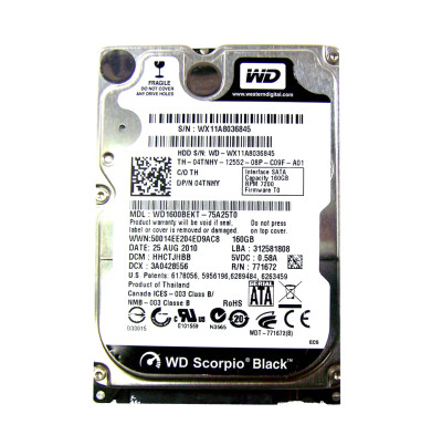 4TNHY - Dell 160GB 7200RPM SATA 2.5" HDD