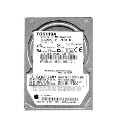 HDD2D32 - TOSHIBA 80GB 5400RPM SATA 8MB 2.5" HDD