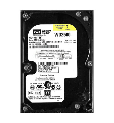 Western Digital Caviar SE 250GB SATA Hard Drive 7200RPM 8MB Cache 3.5-Inch - Compatible with SATA 1.5Gb/s servers