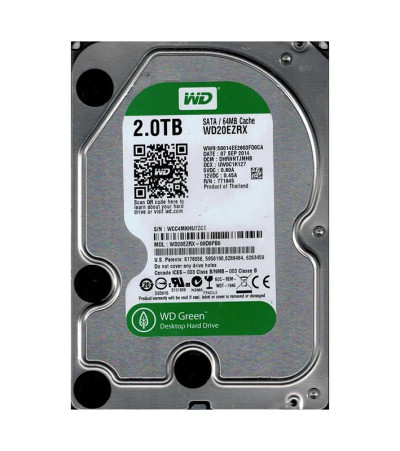 WD20EZRX-00D8PB0 - Western Digital 2TB 5400RPM SATA 6Gb/s 64MB 3.5" HDD