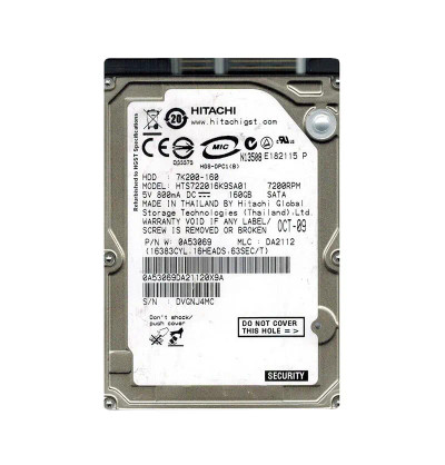 HTS722016K9SA01 - Hitachi 160GB 7200RPM SATA 2.5" HDD