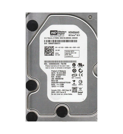 WD6400AAKS-75A7B0 - Western Digital 640GB SATA 7200RPM 16MB 3.5" HDD