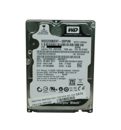 Lenovo 320GB 7200RPM SATA 3Gb/s 16MB Cache 2.5-Inch Hard Drive for ThinkPad laptops