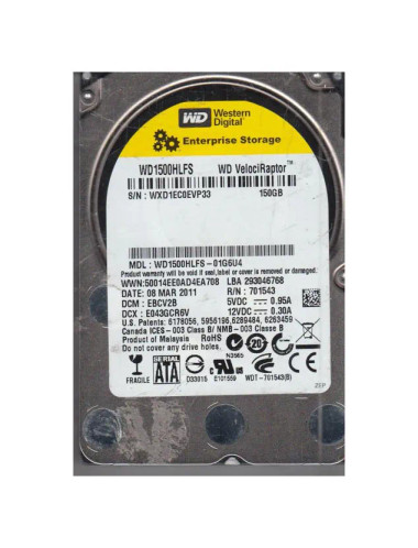 WD1500HLFS-01G6U4 - Western Digital 150GB 10000RPM SATA 3.5" HDD