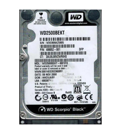 WD2500BEKT-60F3T0 - Western Digital 250GB 7200RPM SATA 16MB 2.5" HDD