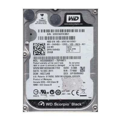 WD WD2500BEKT-75PVMT1 Scorpio Black 250GB SATA 3Gb/s 2.5-Inch HDD