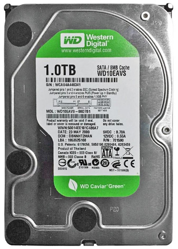 Western Digital Caviar Green 1TB 7200RPM SATA 3Gb/s 8MB Cache 3.5-Inch Hard Drive for RoHS Compliance