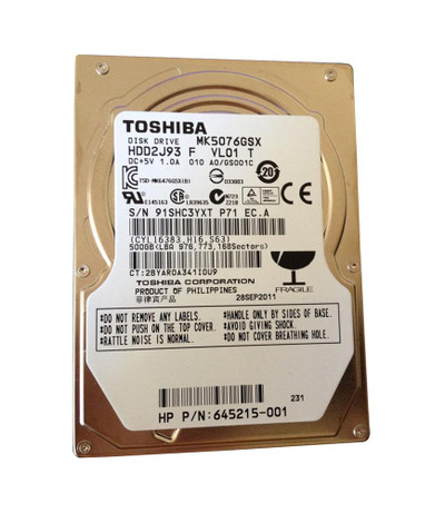 645215-001 - HP 500GB 5400RPM SATA 2.5" HDD