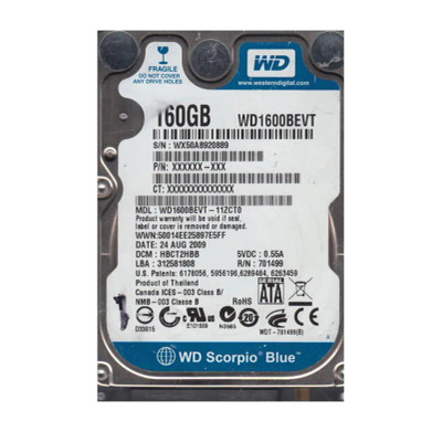WD1600BEVT-11ZCT0 - Western Digital 160GB 5400RPM SATA 8MB 2.5" HDD