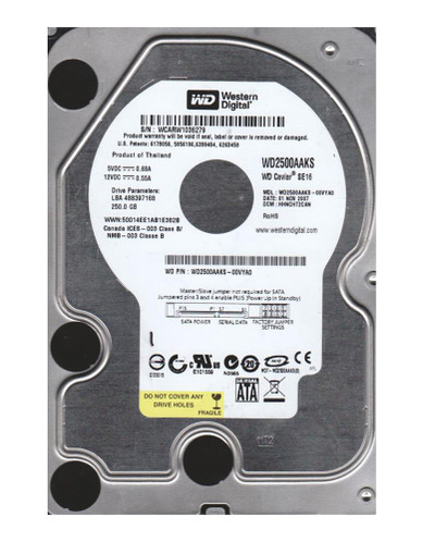 WD2500AAKS-00VYA0 - Western Digital 250GB 7200RPM SATA 3.5" 16MB HDD