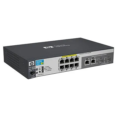 HP Aruba 26158PoE Switch with 8 RJ45 PoE Ports, 10/100BaseT + 2 DualPersonality, Layer3 Managed - Networking Switch