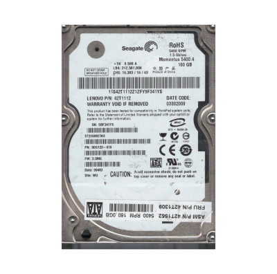 9DG133-070 - Seagate 160GB 5400RPM SATA 8MB 2.5" HDD