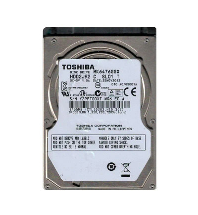 HDD2J92 - TOSHIBA 640GB 5400RPM SATA 8MB 2.5" HDD