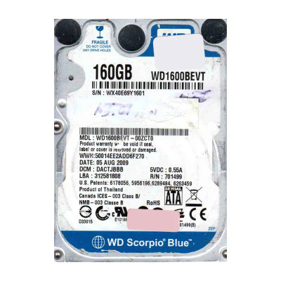 WD WD1600BEVT-00ZCT0 Scorpio Blue 160GB SATA 3Gb/s 2.5-Inch Hard Drive