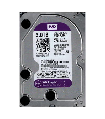 WD30PURX-64P6ZY0 - Western Digital 3TB 5400RPM SATA 6Gb/s 3.5" Surveillance HDD