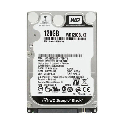 Western Digital Scorpio Black 120GB 7200RPM SATA 3Gb/s 16MB Cache 2.5-Inch Hard Drive for RoHS Compliance Western Digital Scorpio Black 120GB 7200RPM SATA 3Gb/s 16MB Cache 2.5-Inch Hard Drive for RoHS Compliance