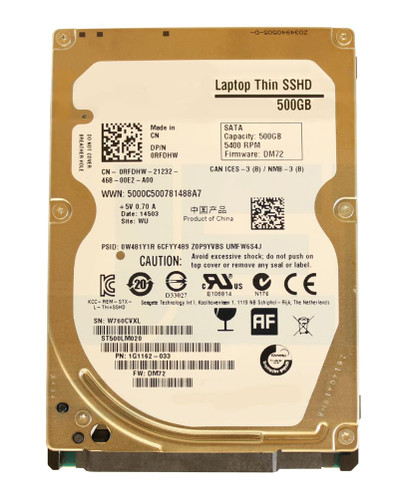 RFDHW - Dell 500GB 5400RPM SATA 2.5" Hybrid HDD