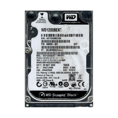 Western Digital Scorpio Black 120GB 7200RPM SATA 3Gb/s 2.5 HDD for laptops