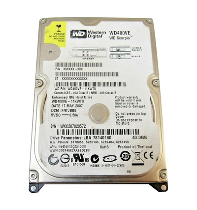 Western Digital Scorpio 40GB 5400RPM EIDE 8MB Cache 2.5-Inch Hard Drive for laptops