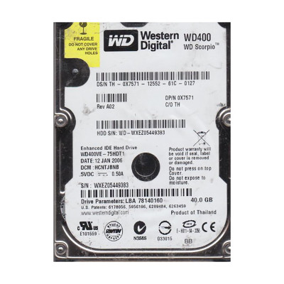 WD WD400VE-75HDT1 Scorpio 40GB 5400RPM EIDE 2.5-Inch Hard Drive