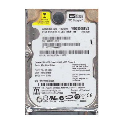 WD2500BEVS-11UST0 - Western Digital 250GB 5400RPM SATA 2.5" HDD