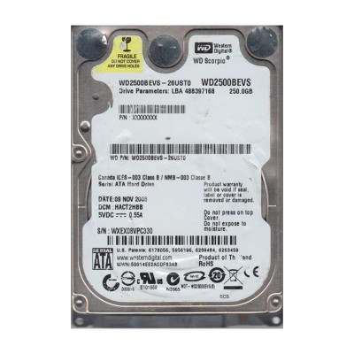 WD2500BEVS-26UST0 - Western Digital Scorpio Blue 250GB 5400RPM Hard Drive