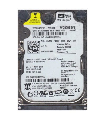 WD WD800BEVS-75RST0 Upgrade with Laptop Hard Drive