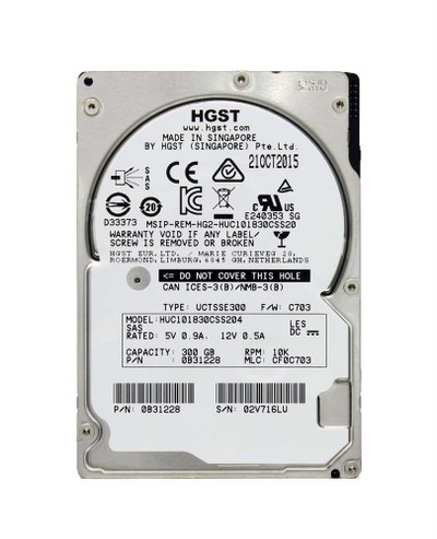 Hitachi 300GB 10000RPM SAS 12.0 Gbps 2.5 Ultrastar Hard Drive for Server Storage