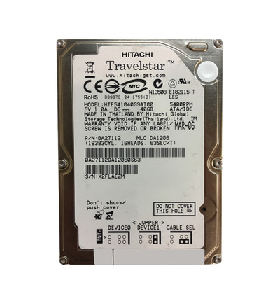 HTE541040G9AT00 - Hitachi 40GB 5400RPM 2.5" IDE HDD