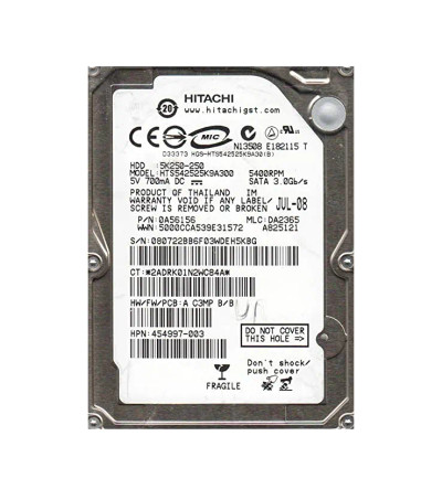 HTS542525K9A300 - Hitachi 250GB 5400RPM SATA 8MB 2.5" HDD