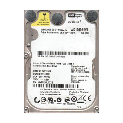 Western Digital Scorpio 120GB 5400RPM PATA 8MB Cache 2.5-Inch Hard Drive for laptops