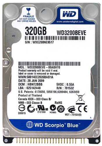 WD3200BEVE-00A0HT0 - Western Digital 320GB 5400RPM PATA 2.5" HDD