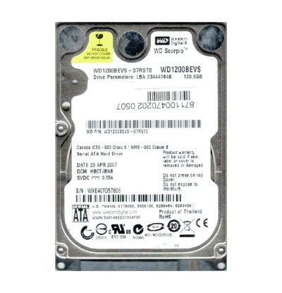 Western Digital Scorpio 120GB SATA Hard Drive for laptops - 5400RPM 2.5-Inch with 8MB Cache
