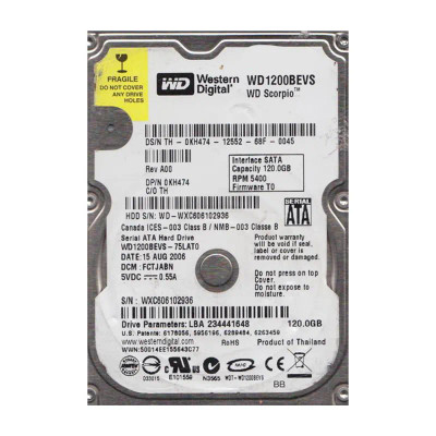 WD1200BEVS-75LAT0 - Western Digital 120GB 5400RPM SATA 8MB 2.5" HDD