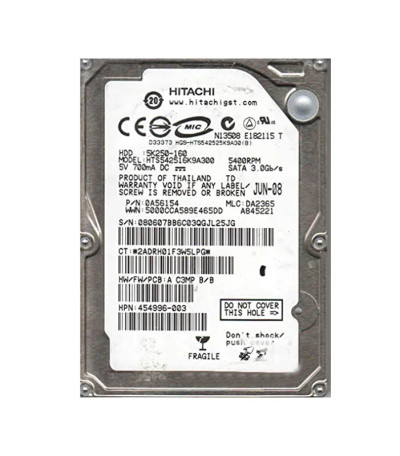 454996-003 - HP 160GB 5400RPM SATA 3Gb/s 2.5" HDD