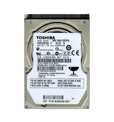 HDD2F25 - TOSHIBA 160GB 7200RPM SATA 16MB 2.5" HDD