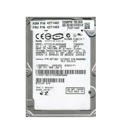 0A26568 - Hitachi 100GB 7200RPM SATA 2.5" HDD