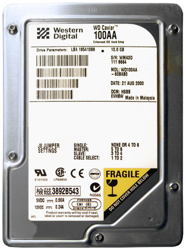 WD100AA-60BAB0 - Western Digital 10GB 5400RPM EIDE 2MB 3.5" HDD